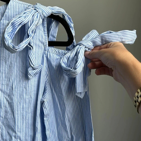 Central Park West New York Striped Cotton Shirt | Striped Shirt | Open Shoulder - Picture 5 of 10